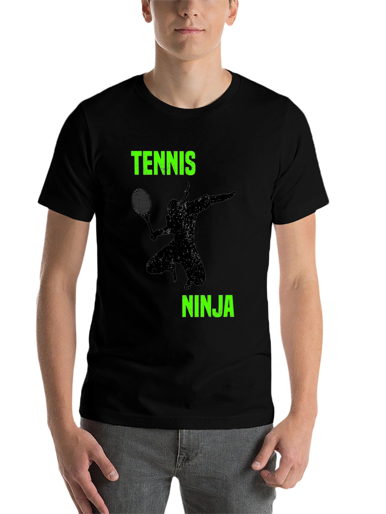 Black Tennis Ninja T-Shirt: Stealth Ace Style view 7