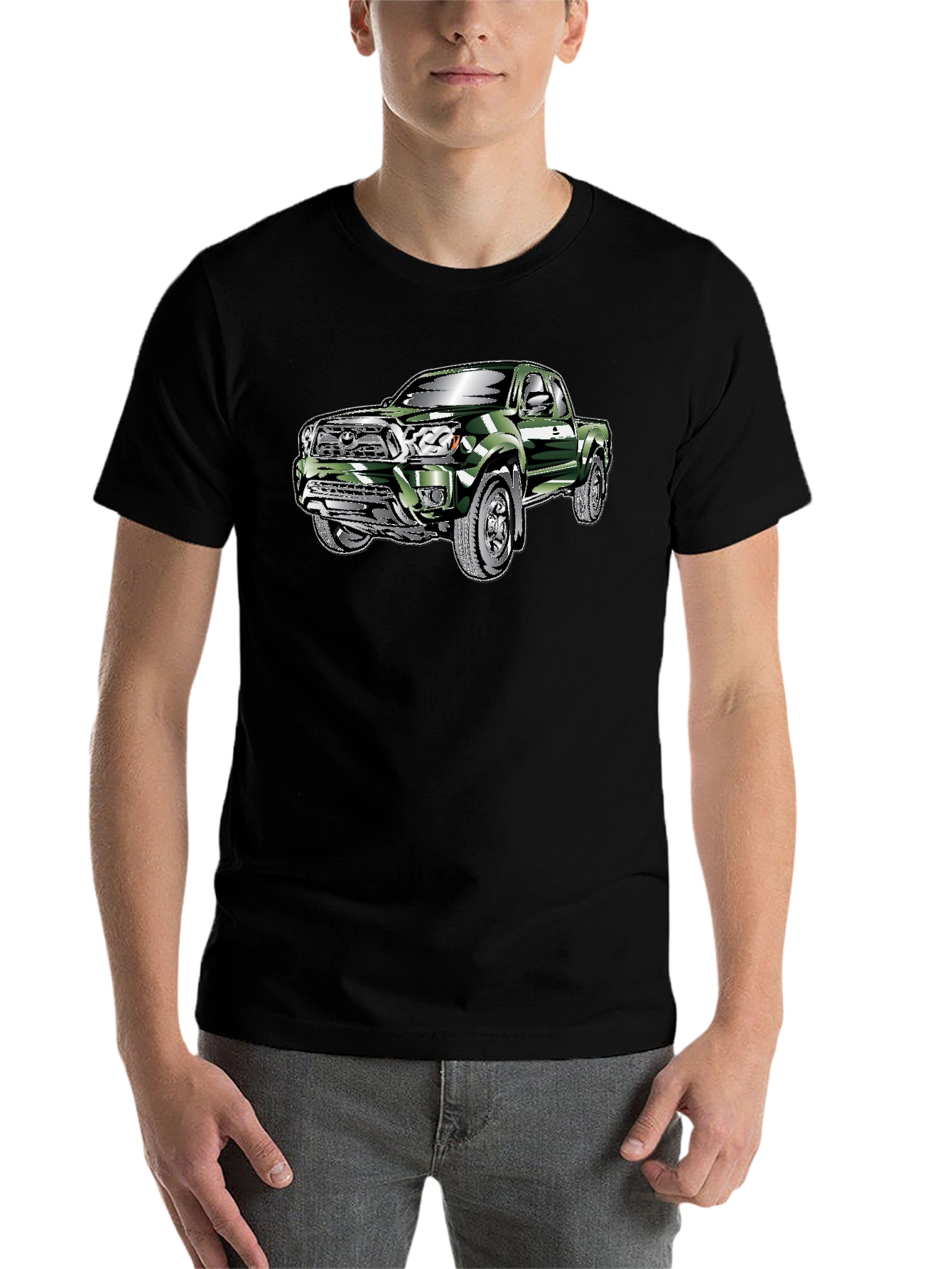 Black Truck Graphic Tee - Black Cotton Blend view 7