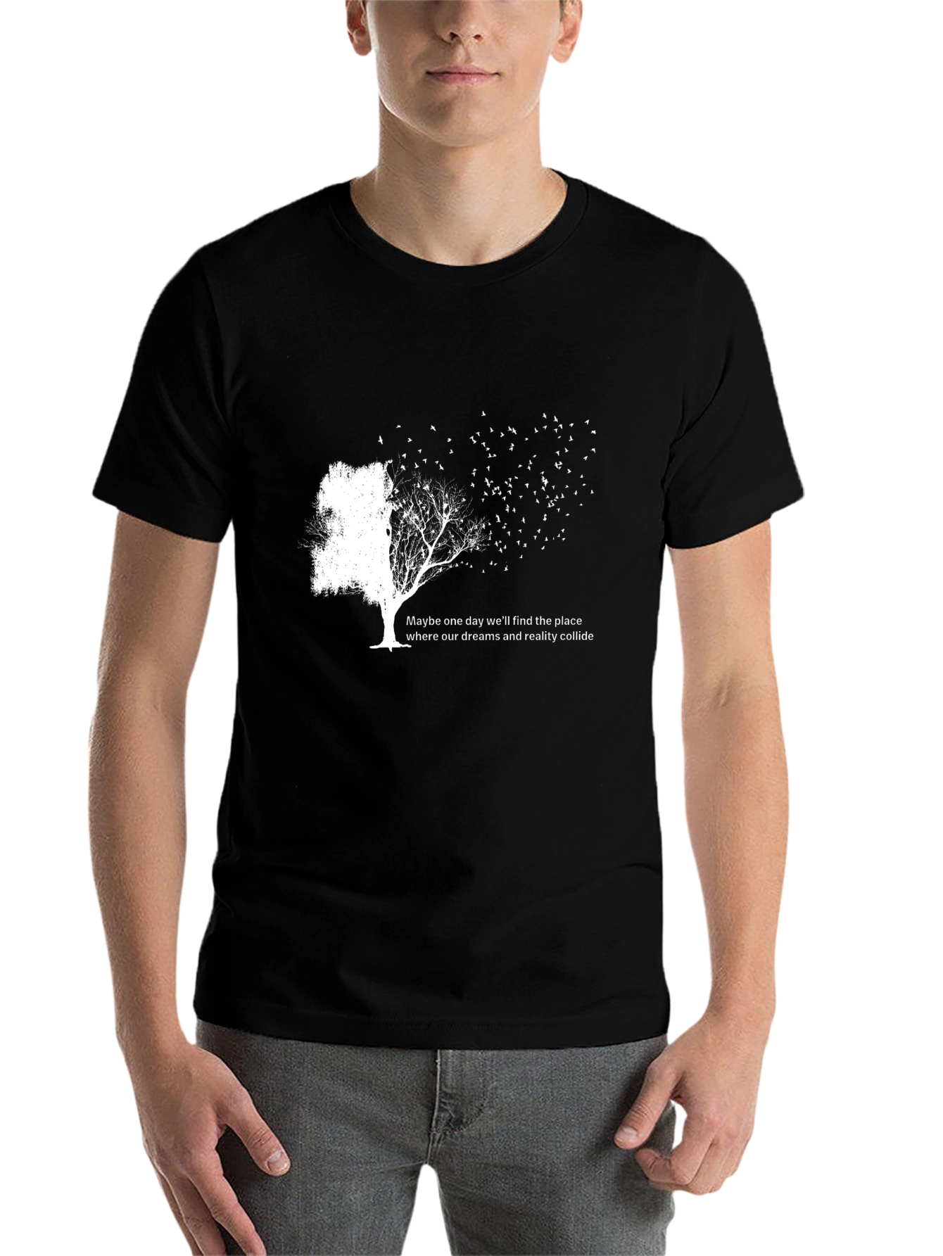 Black Dream & Reality Tree Graphic Black T-Shirt view 7