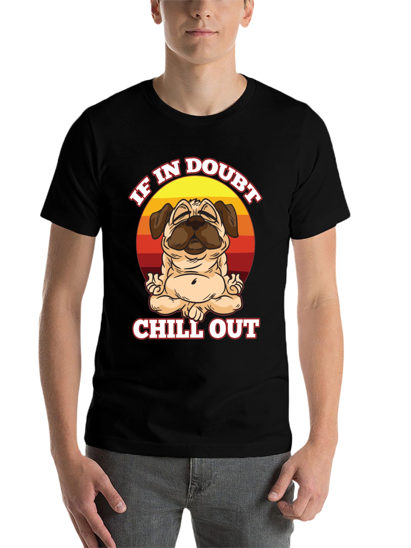 Black Chill Out Pug T-Shirt - Zen Dog Tee view 7