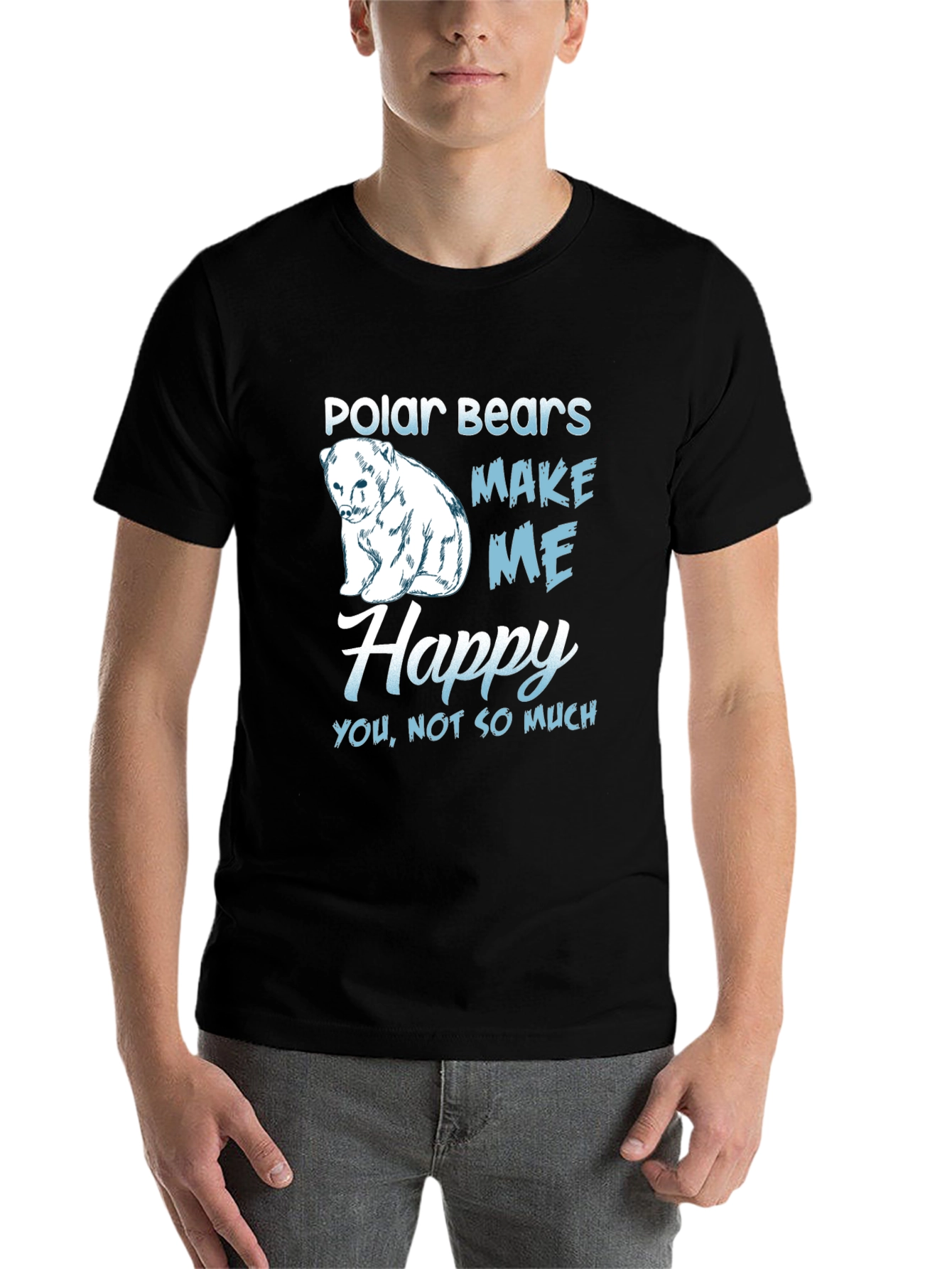 Black Polar Bear Graphic T-Shirt - Makes Me Happy view 7