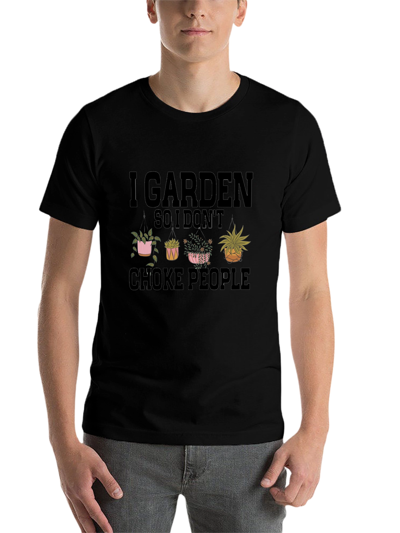 Black I Garden So I Don't Choke People T-Shirt view 7