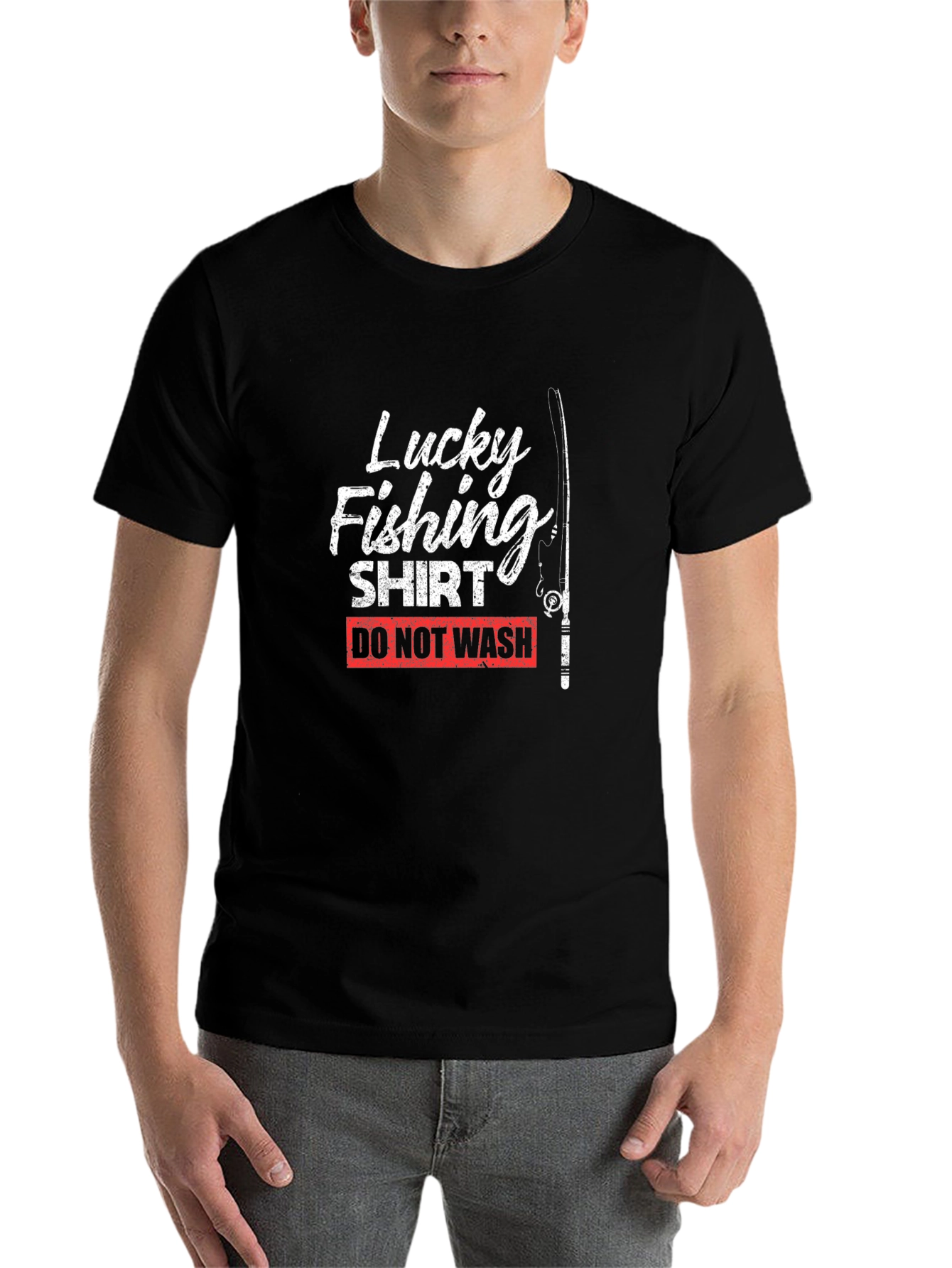 Black Lucky Fishing Shirt - Do Not Wash Novelty Tee view 7