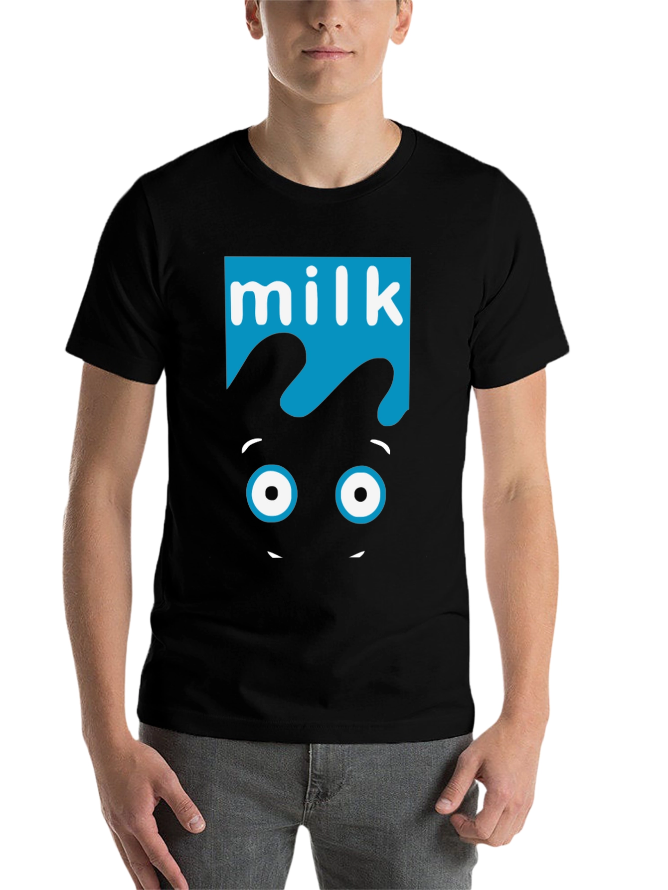 Black Milk Graphic Tee - Funny Cartoon Face Black T-Shirt view 7