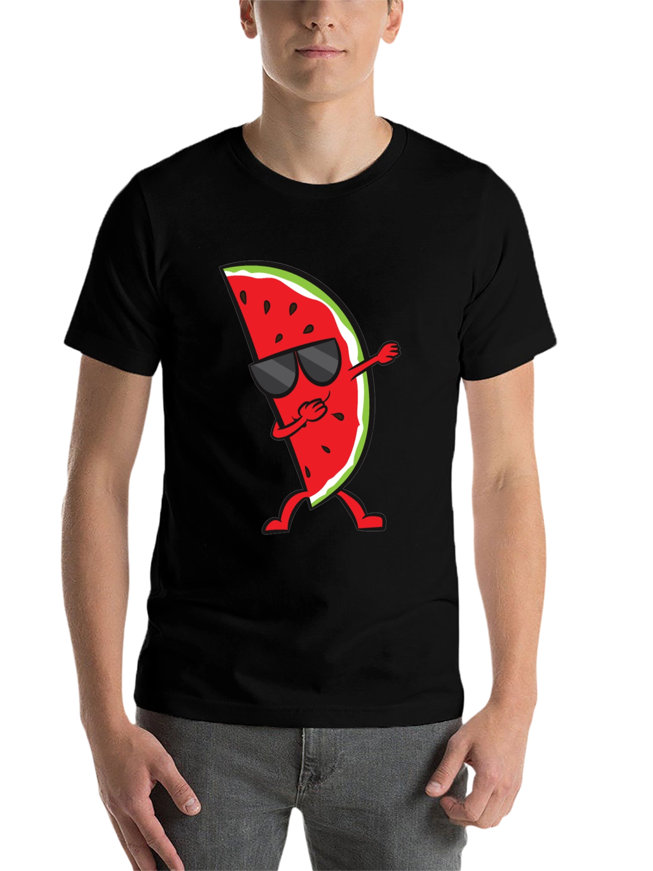 Black Dabbing Watermelon Graphic Tee - Summer Fun Shirt view 7