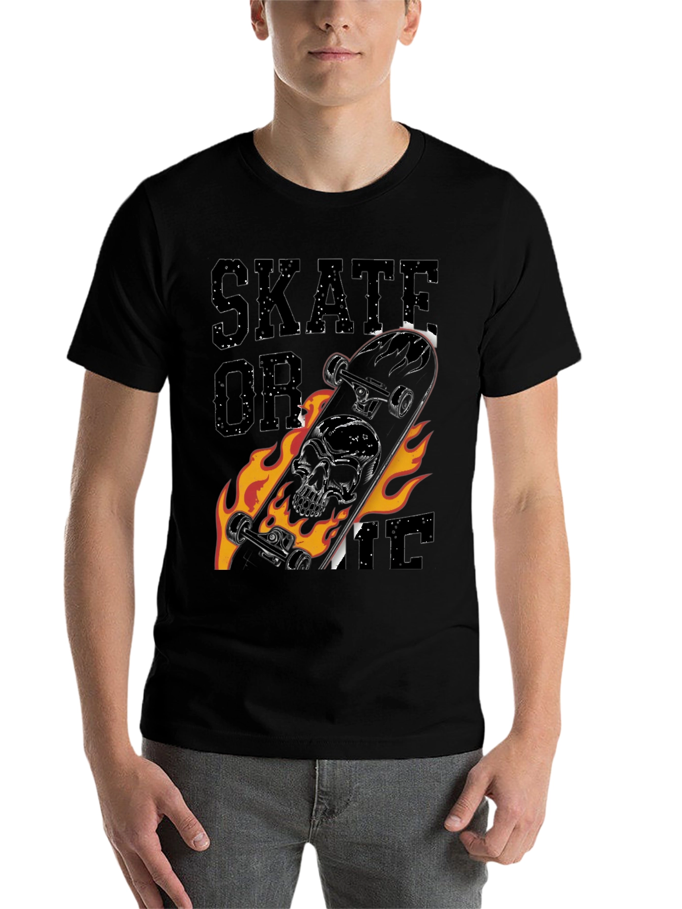 Black Skate or Die Skull Skateboard T-Shirt view 7