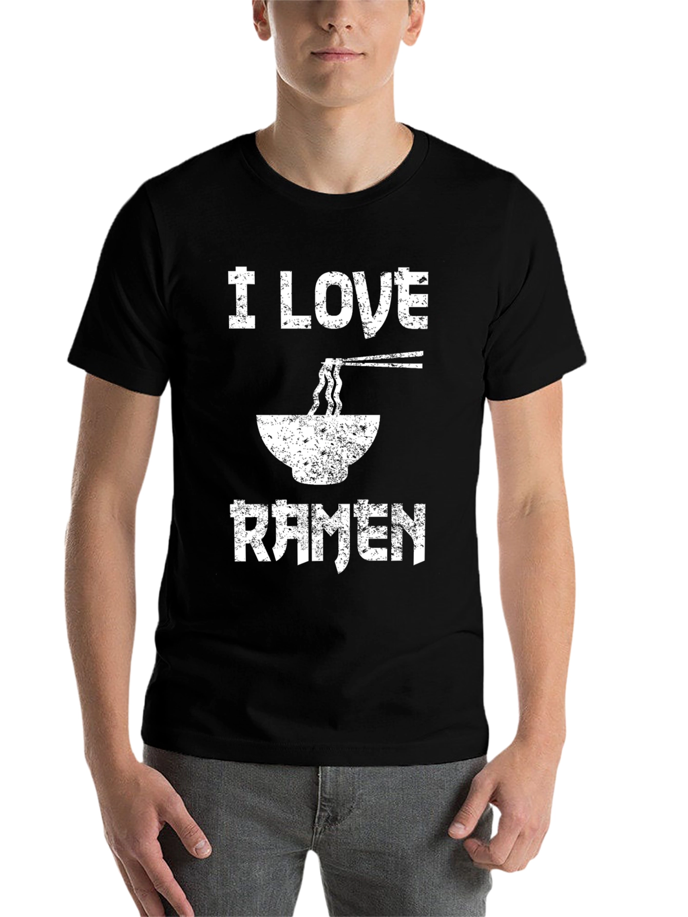 Black I Love Ramen Graphic Tee - Black view 7