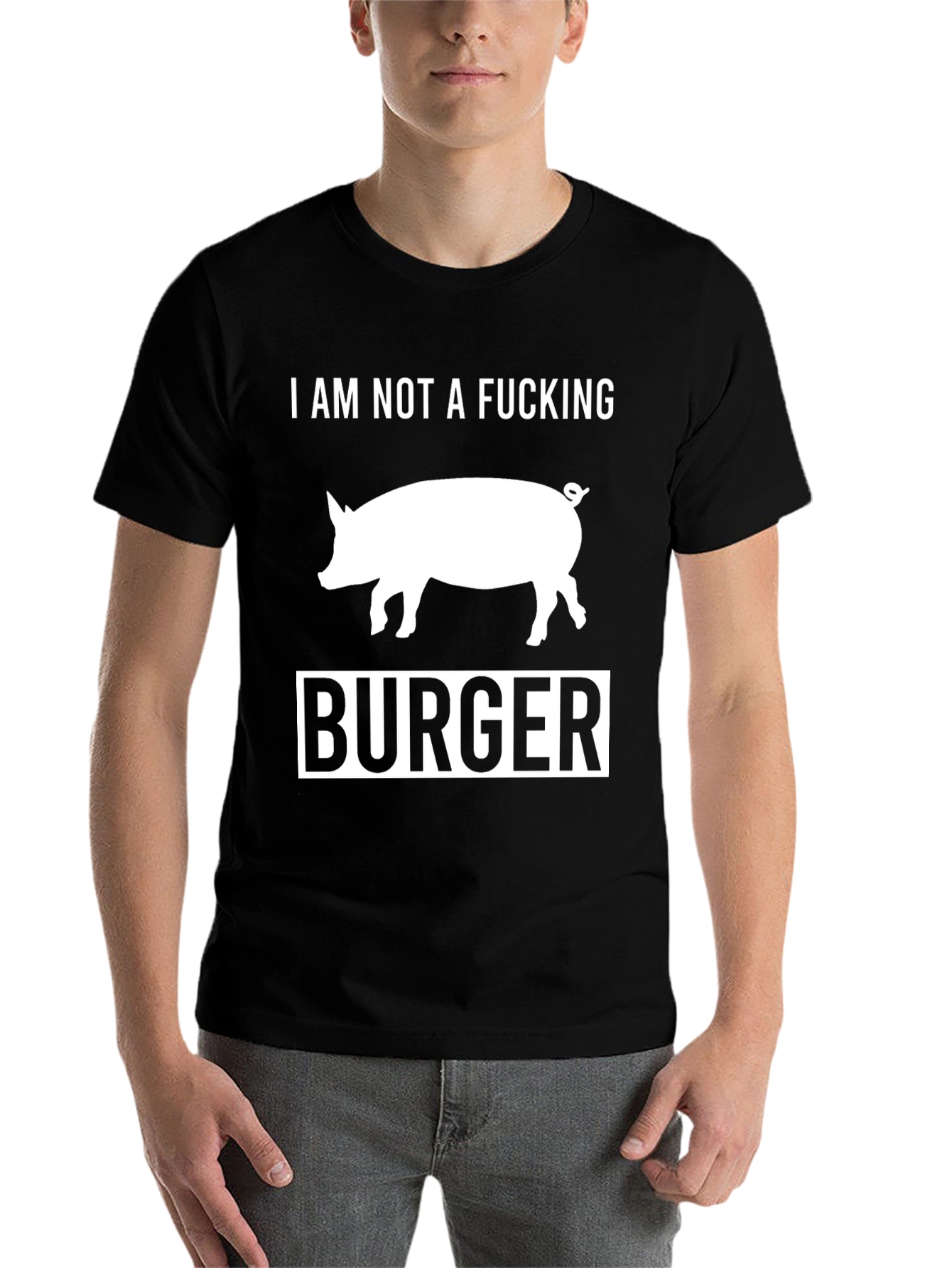 Black I Am Not a F*cking Burger Pig T-Shirt view 7