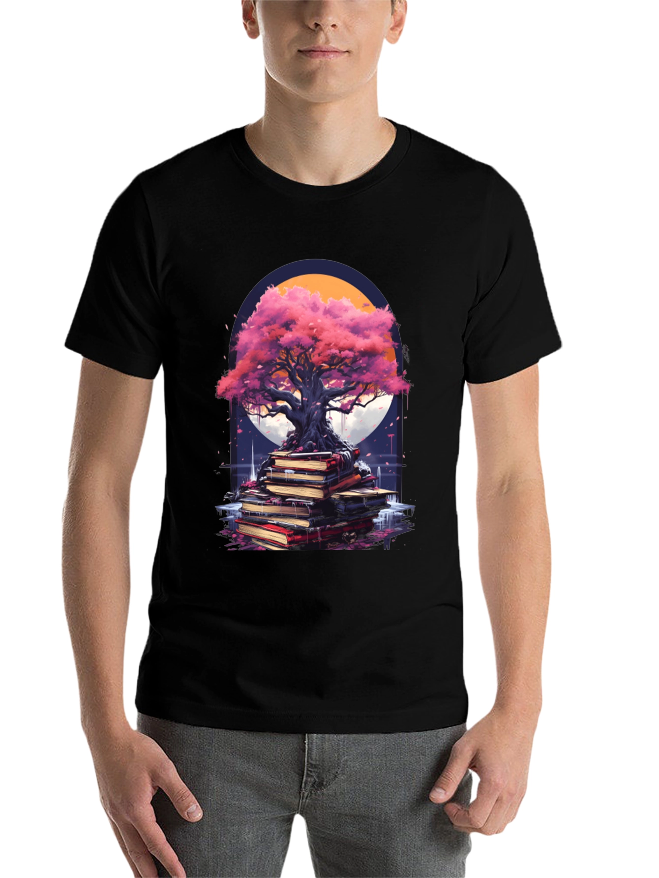 Black Enlightenment Tree on Books T-Shirt view 7