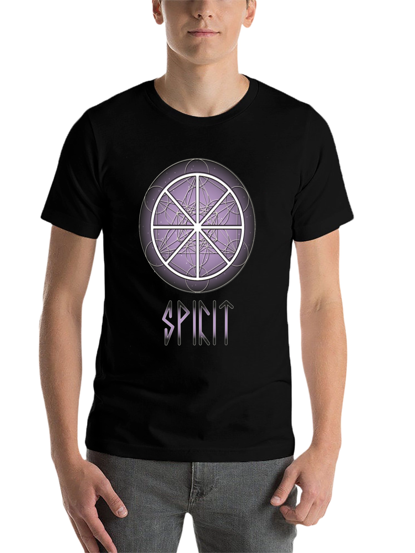 Black Spirit Wheel T-Shirt - Geometric Design, Soft Cotton Tee view 7