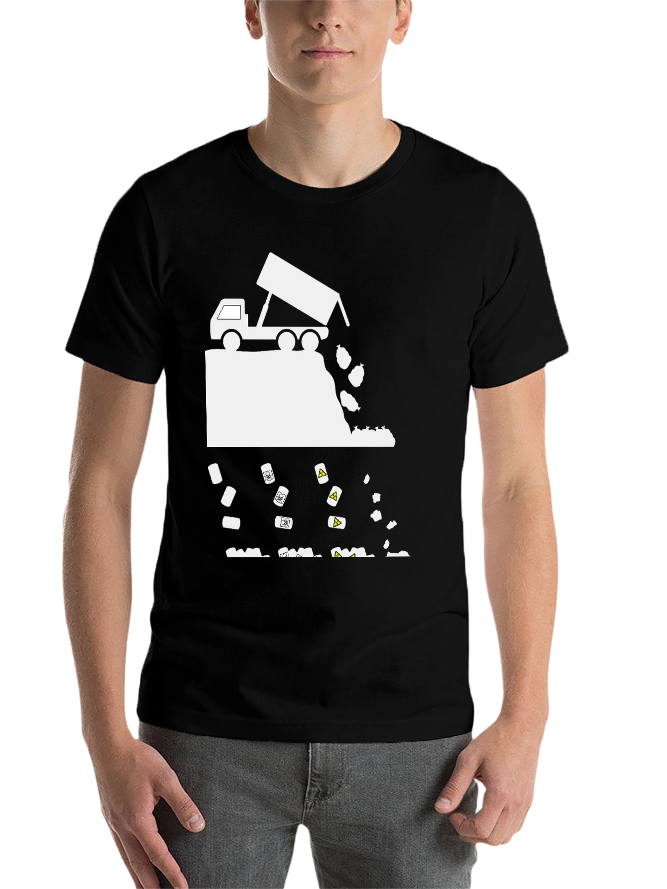 Black Dump Truck T-Shirt - Funny Toxic Waste Design view 7