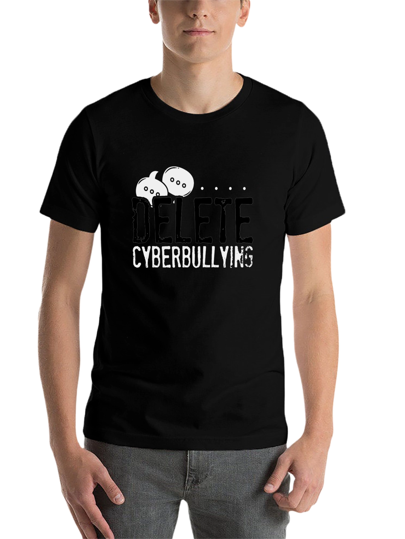 Black Delete Cyberbullying T-Shirt - Anti-Bullying Tee view 7