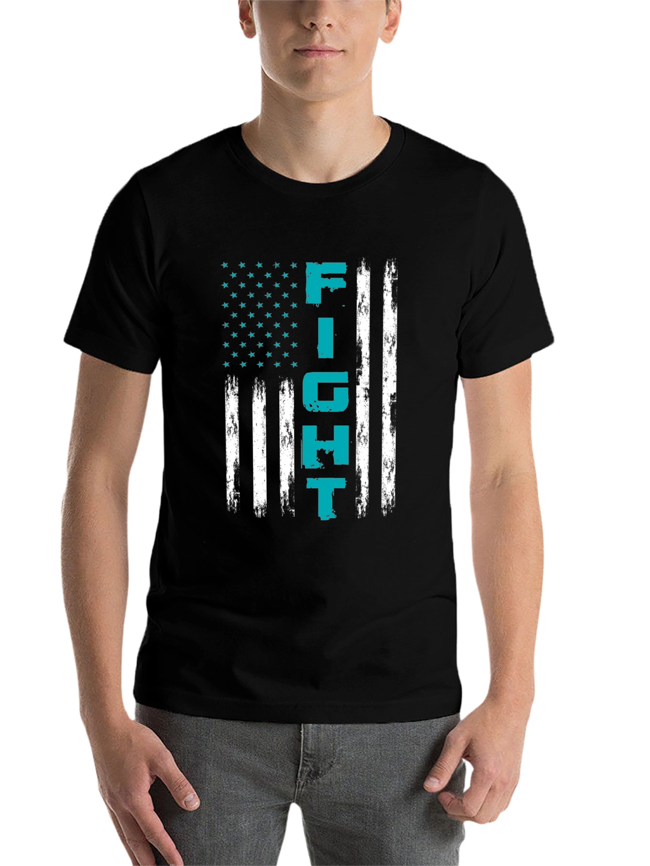 Black Fight American Flag Black T-Shirt view 7