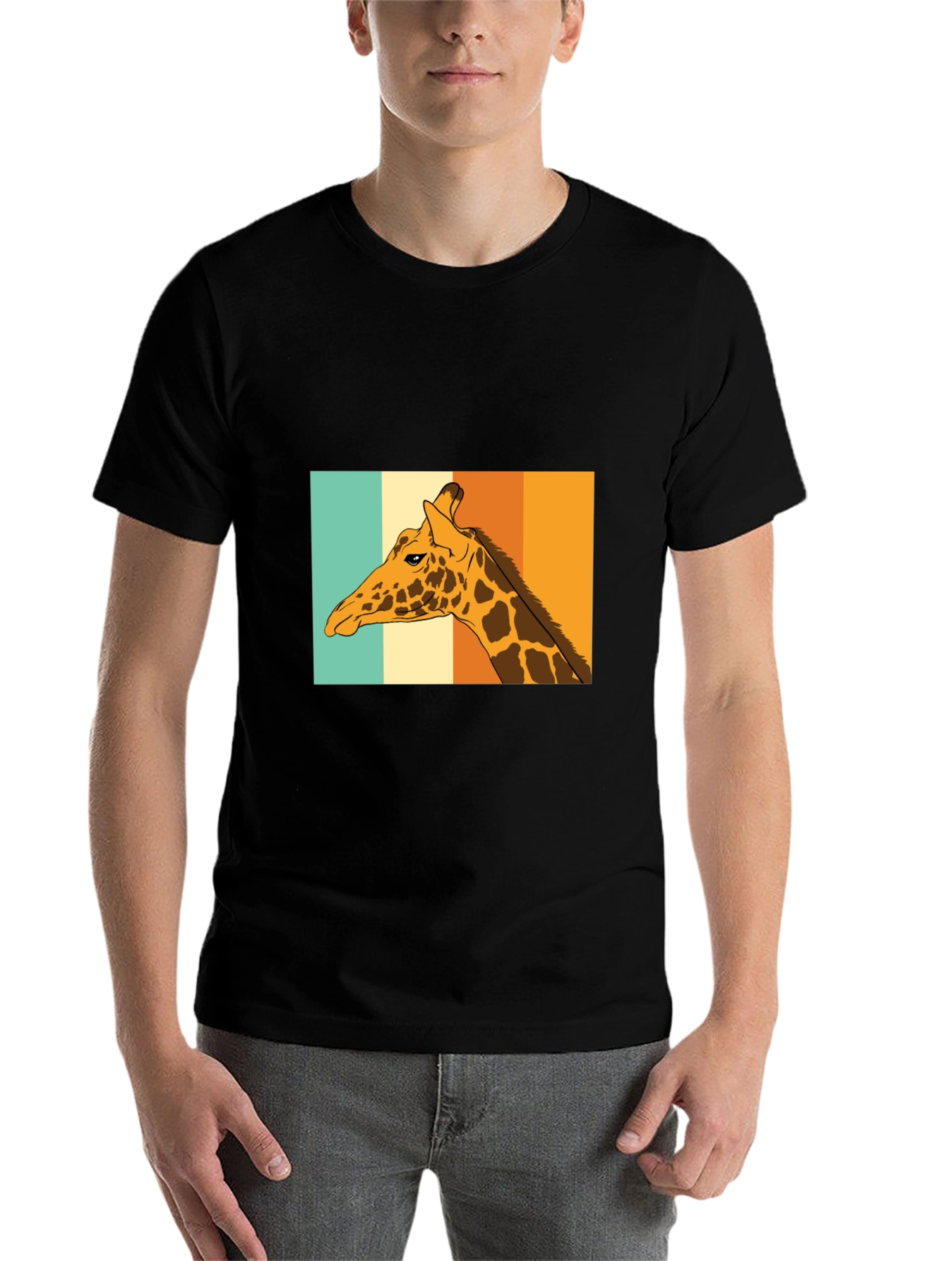 Black Retro Giraffe T-Shirt - Cool Animal Graphic Tee view 7