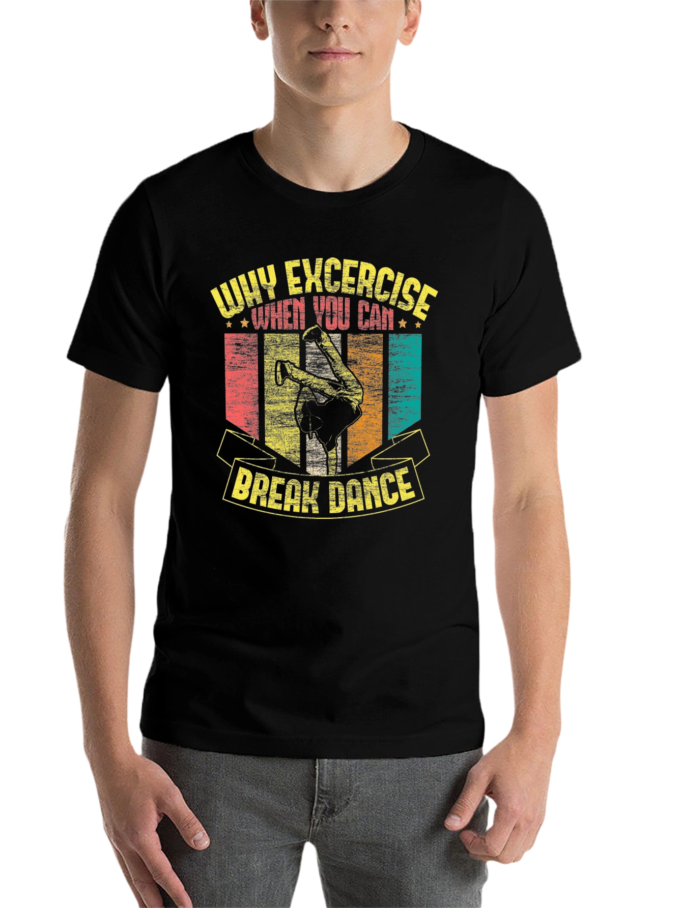 Black Why Exercise? Break Dance T-Shirt view 7