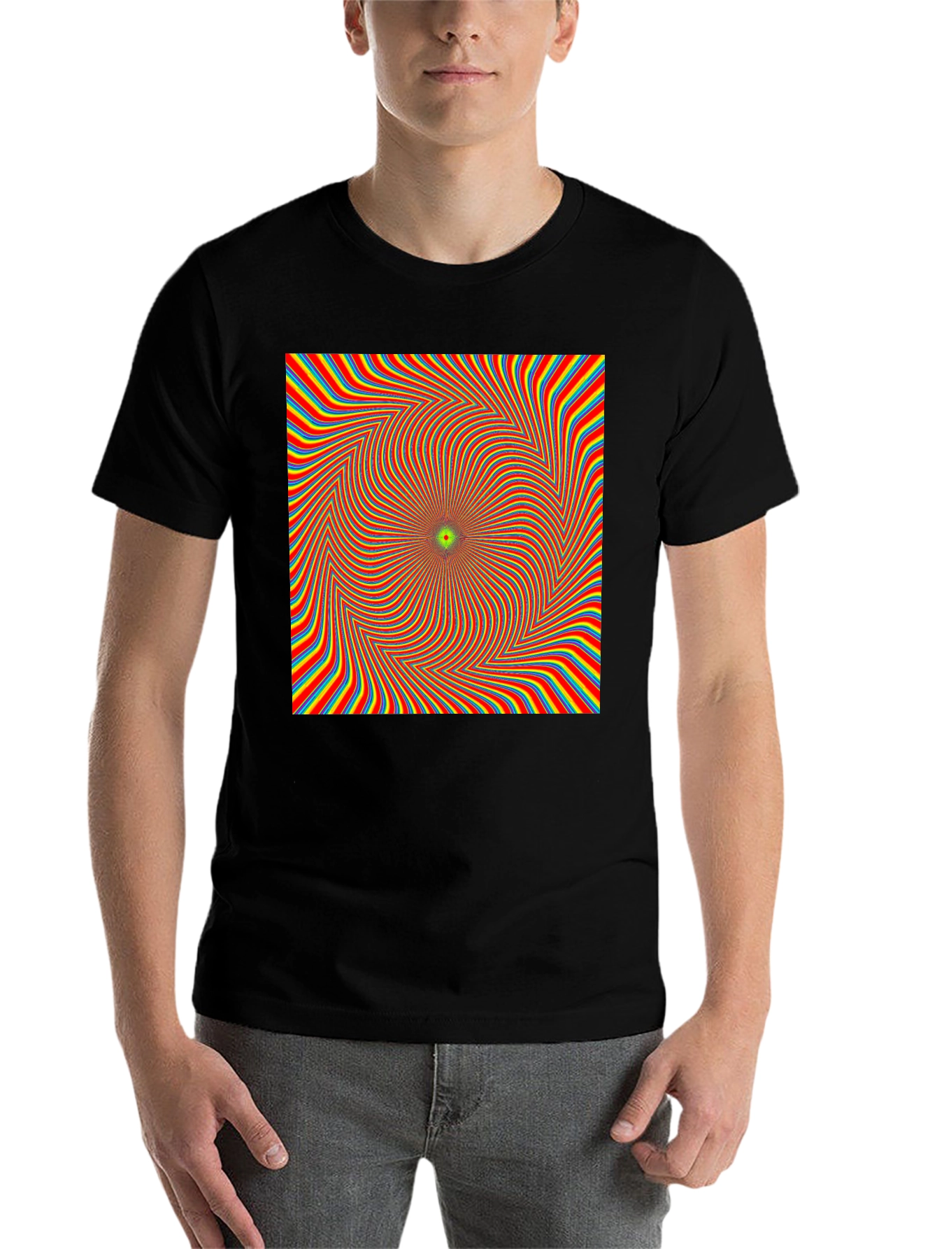 Black Optical Illusion T-Shirt - Black Crew Neck Tee view 7