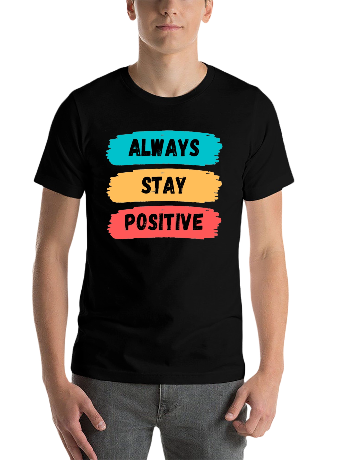 Black Always Stay Positive Graphic Tee view 7