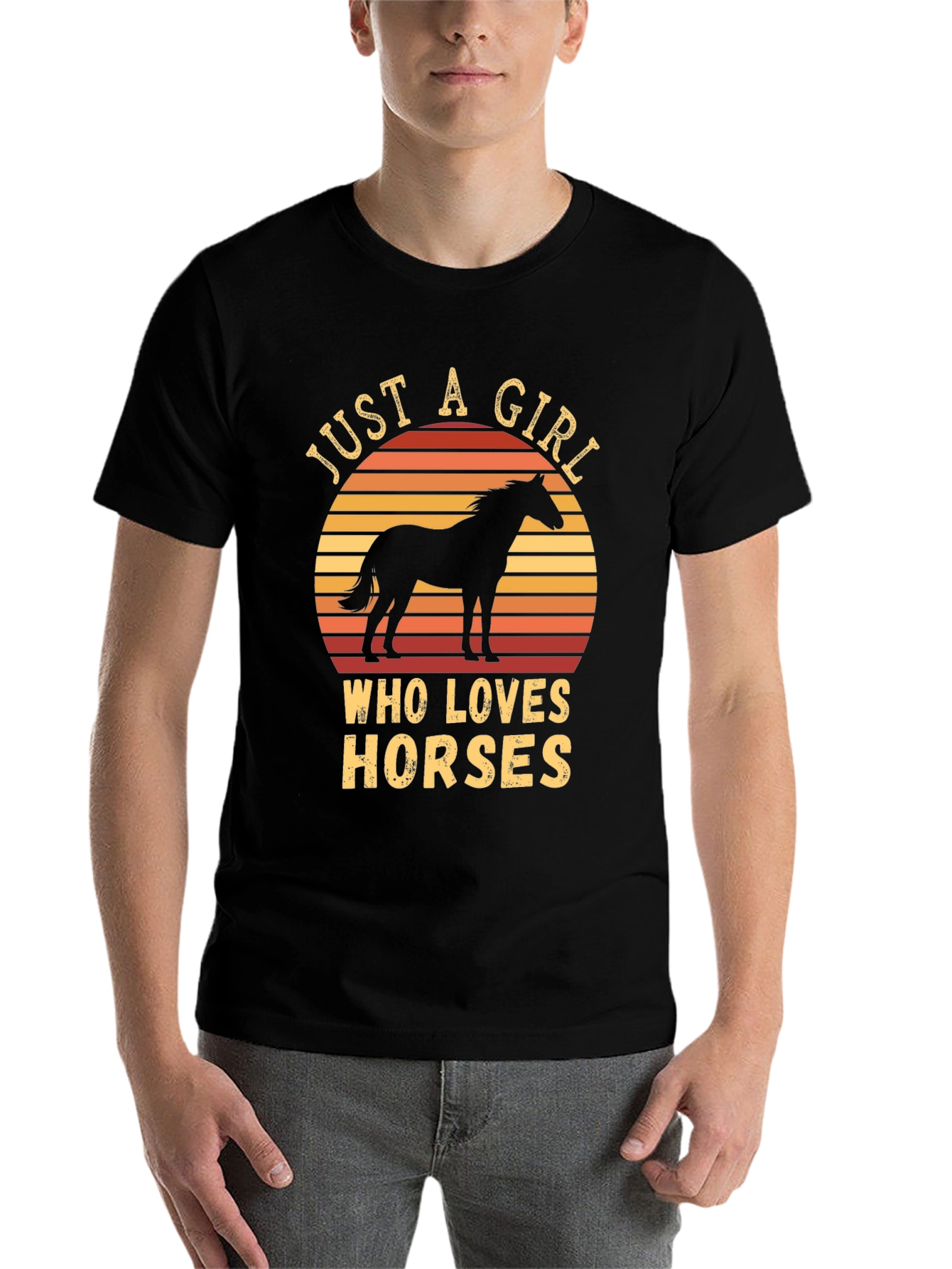 Black Just A Girl Who Loves Horses T-Shirt view 7