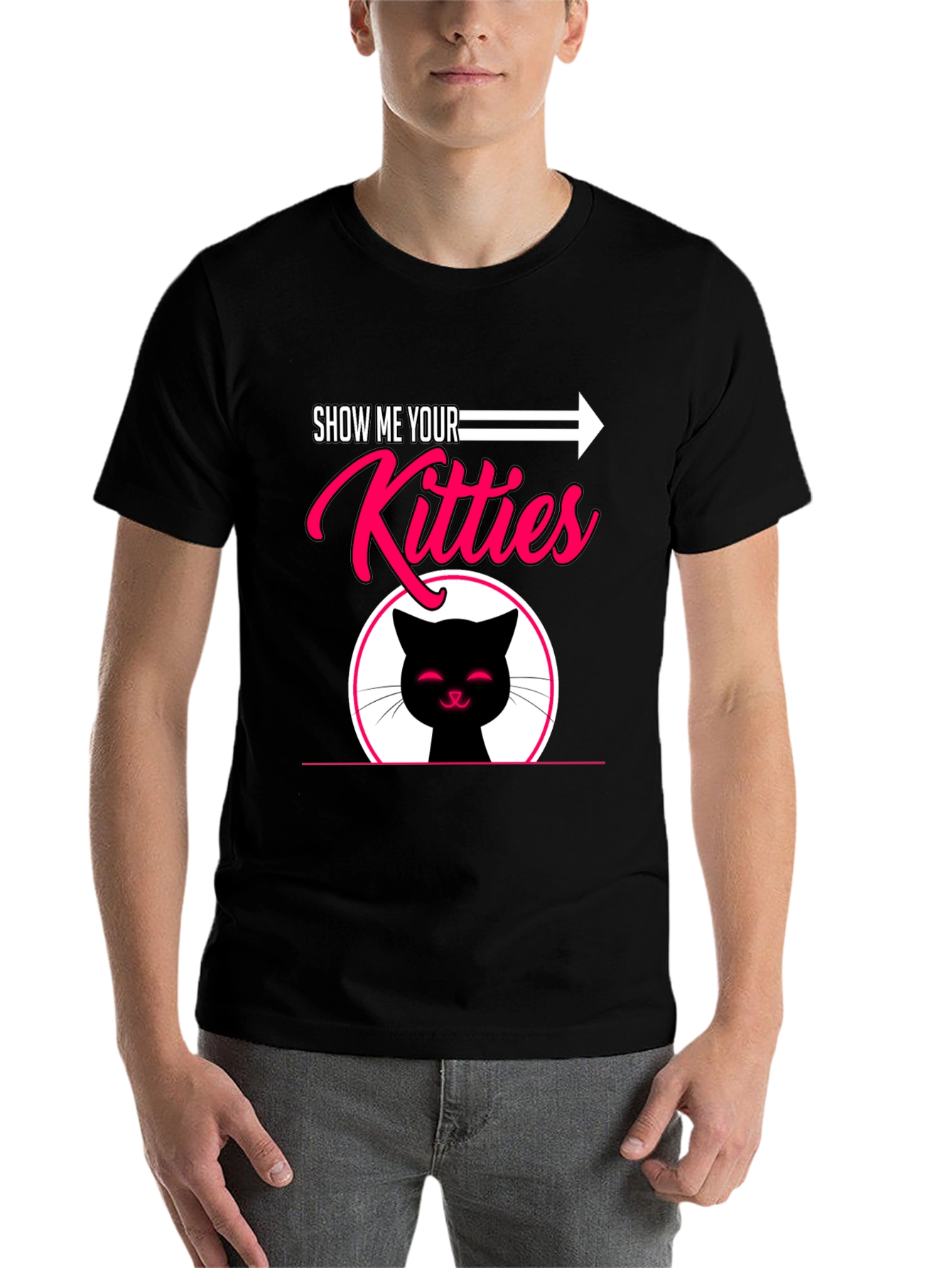 Black Show Me Your Kitties Graphic T-Shirt view 7