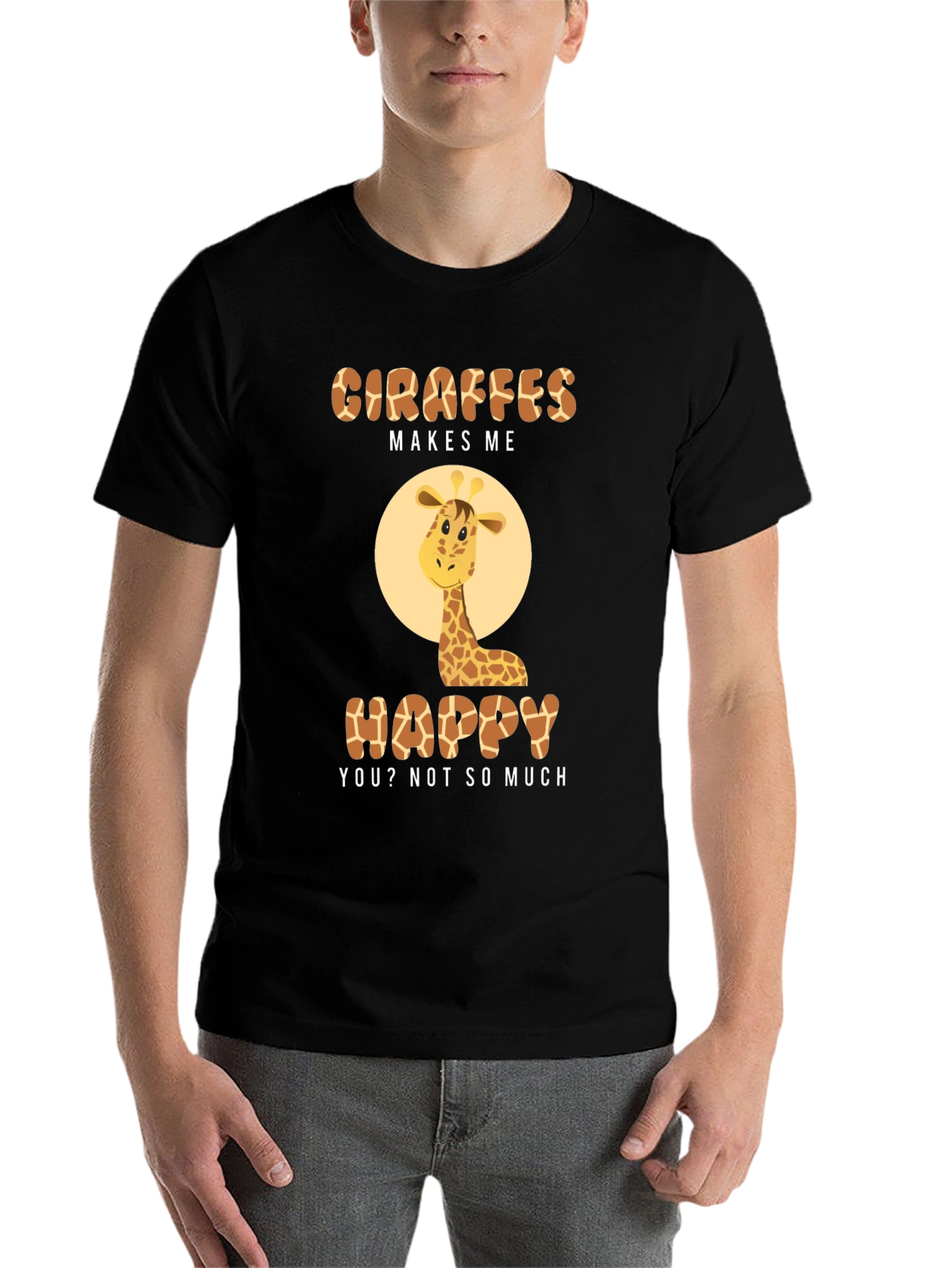 Black Giraffe Makes Me Happy T-Shirt view 7
