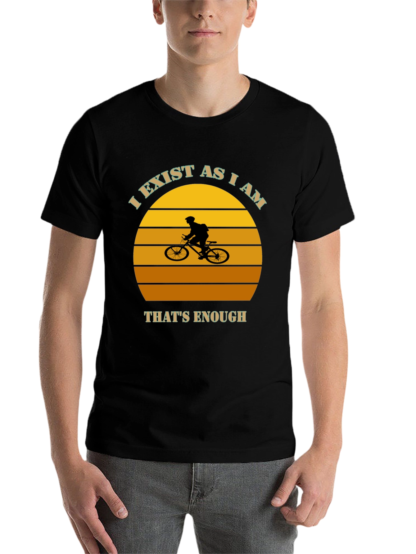 Black I Exist As I Am Mountain Biker Graphic Tee view 7