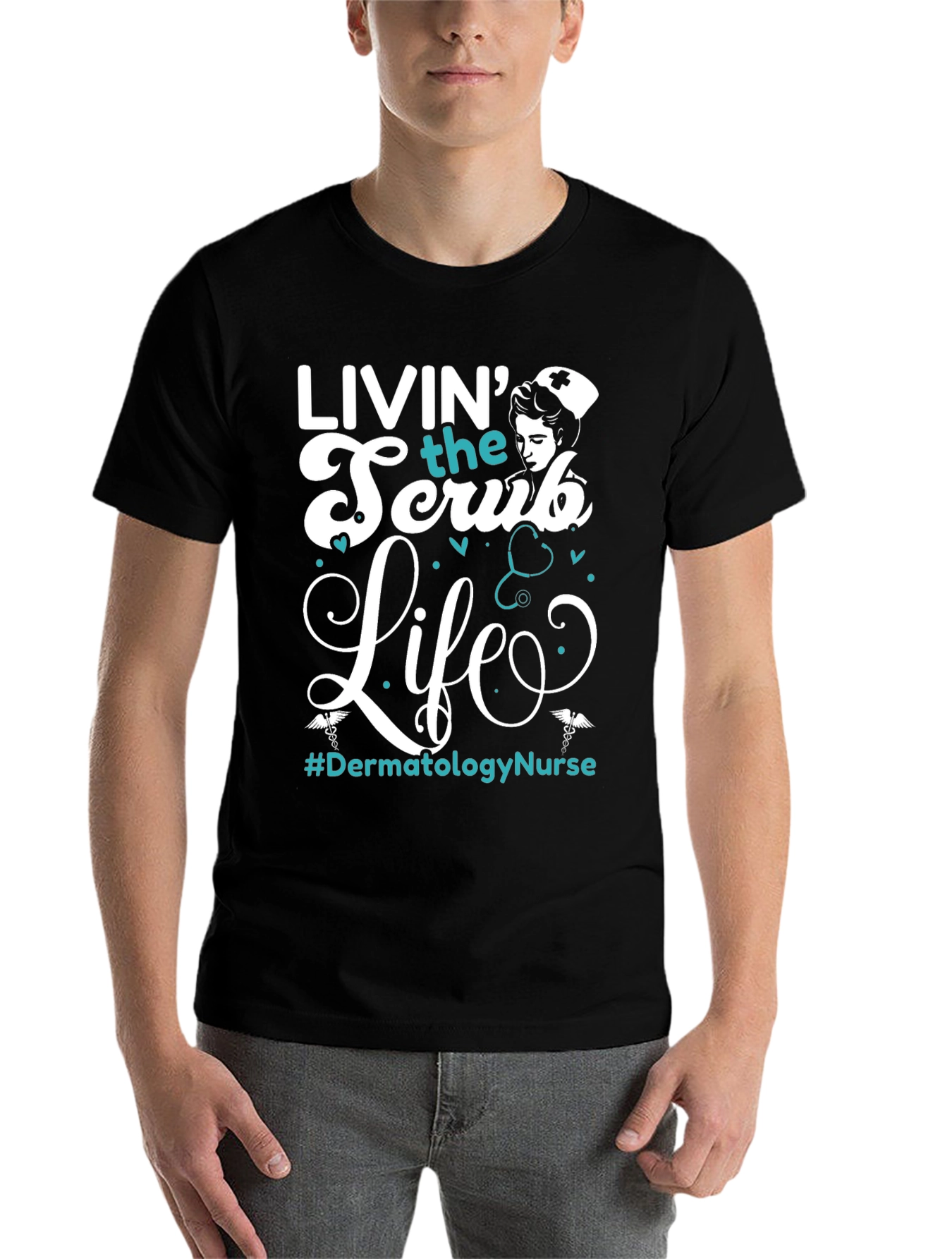 Black Livin' the Scrub Life Nurse T-Shirt view 7