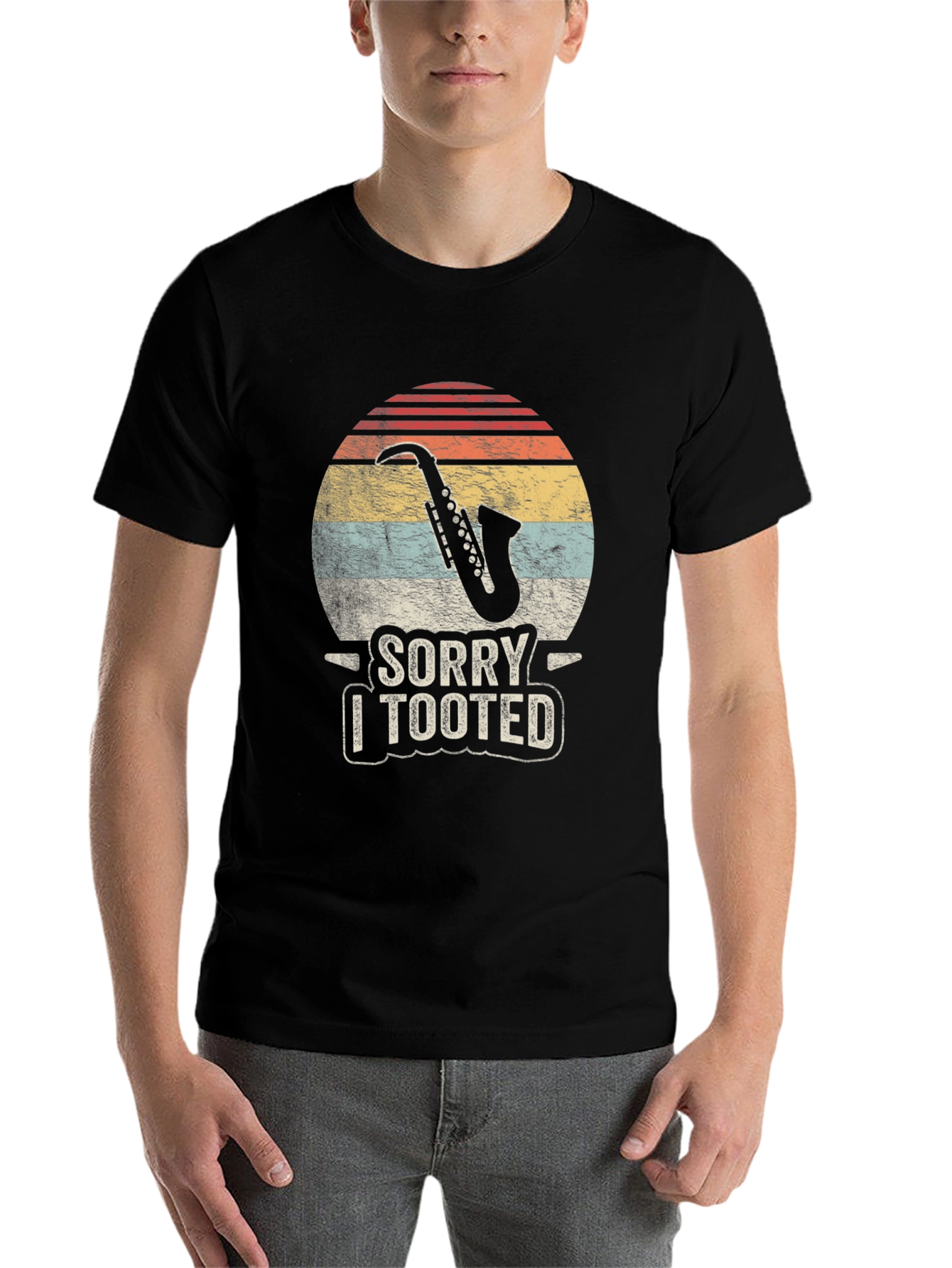 Black Sorry I Tooted Saxophone Graphic Tee view 7