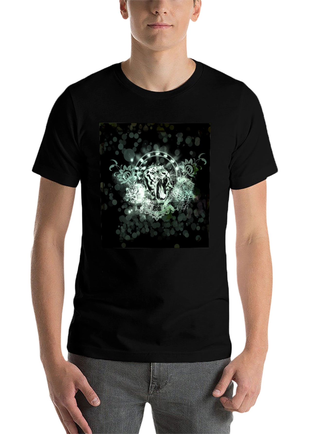 Black Tiger Graphic Print Black T-Shirt view 7