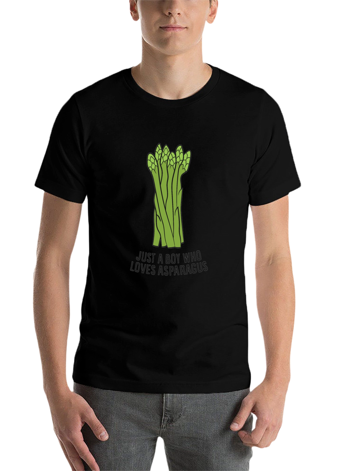 Black Asparagus Lover Men's Black T-Shirt - Funny Foodie Tee view 7