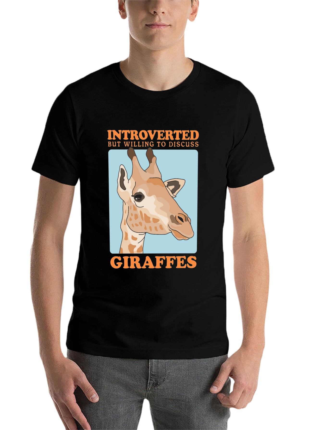 Black Introverted Giraffe Graphic T-Shirt view 7