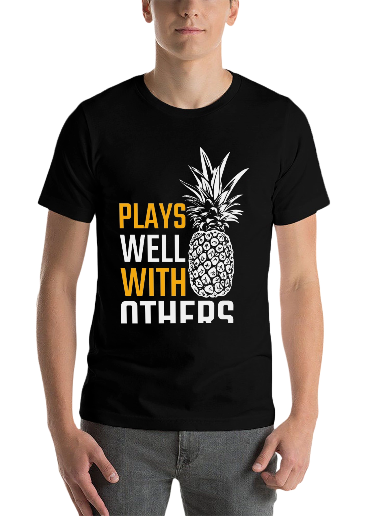 Black Plays Well With Others Pineapple Graphic T-Shirt view 7