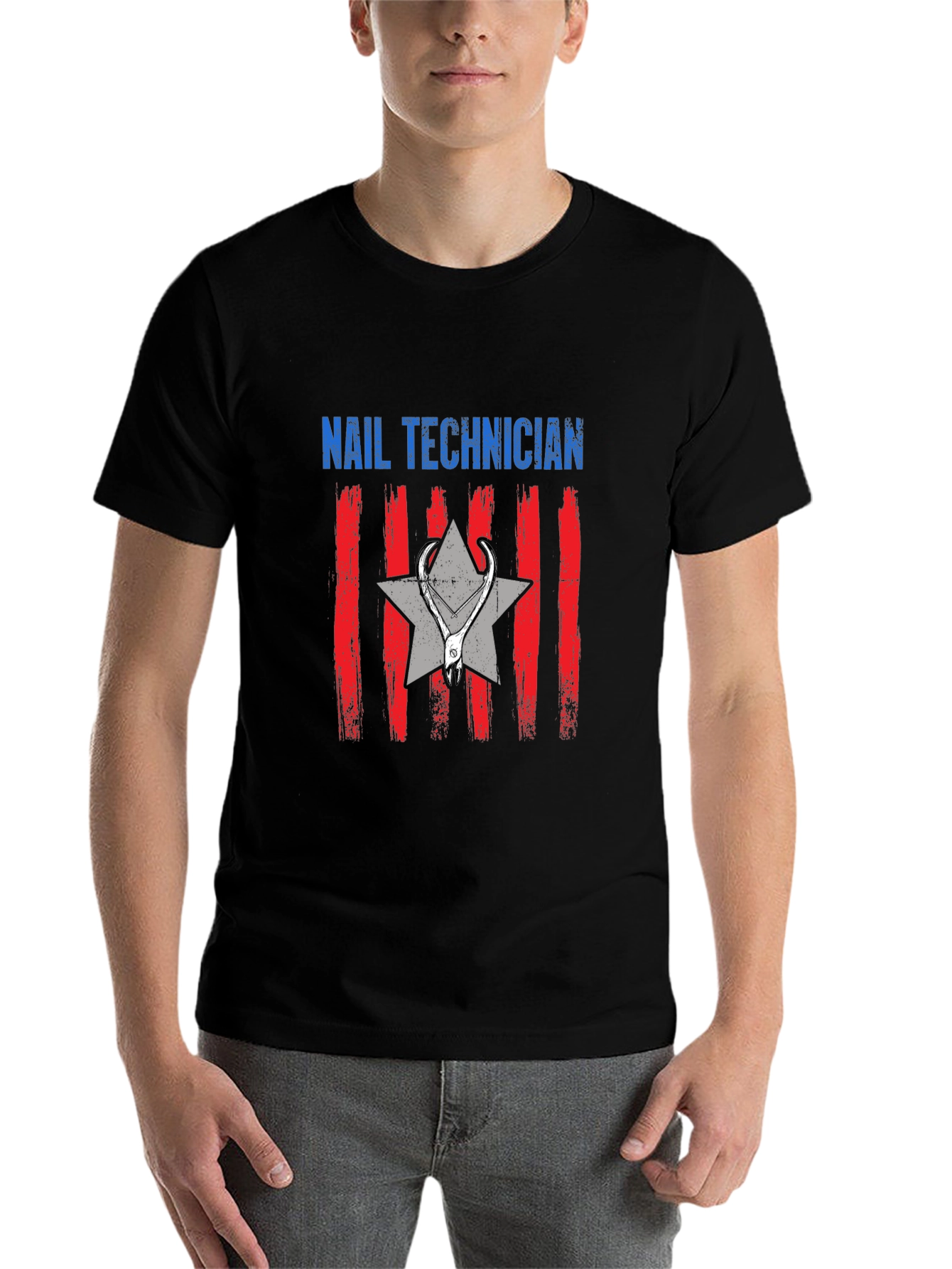 Black Nail Technician Graphic T-Shirt view 7