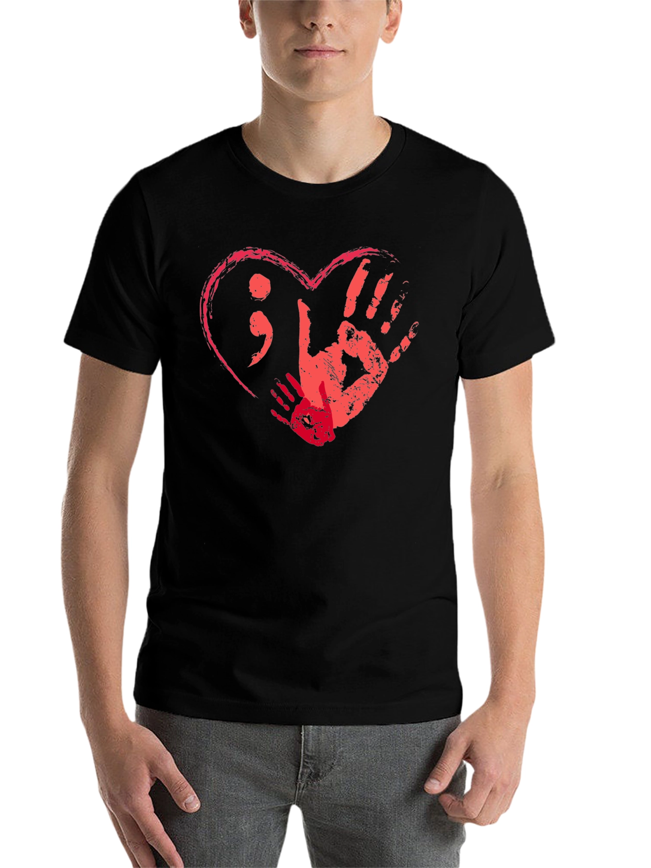 Black Heart & Hands Graphic Tee - Support Mental Health view 7