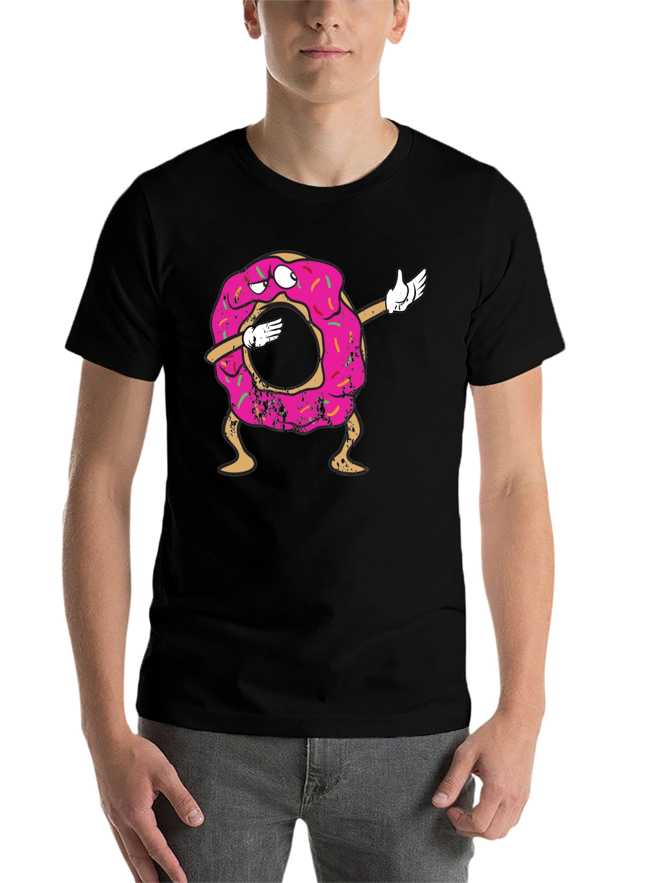 Black Dabbing Donut Graphic Tee view 7