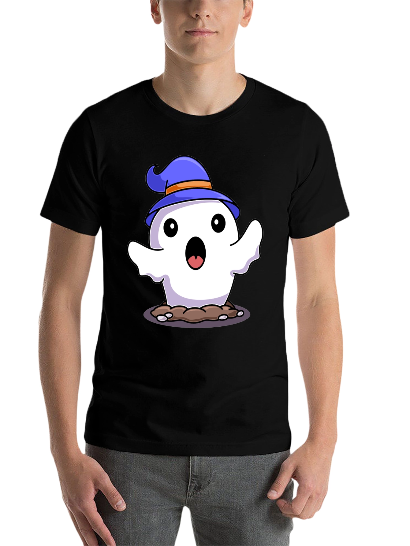 Black Halloween Ghost T-Shirt - Spooky Cute! view 7