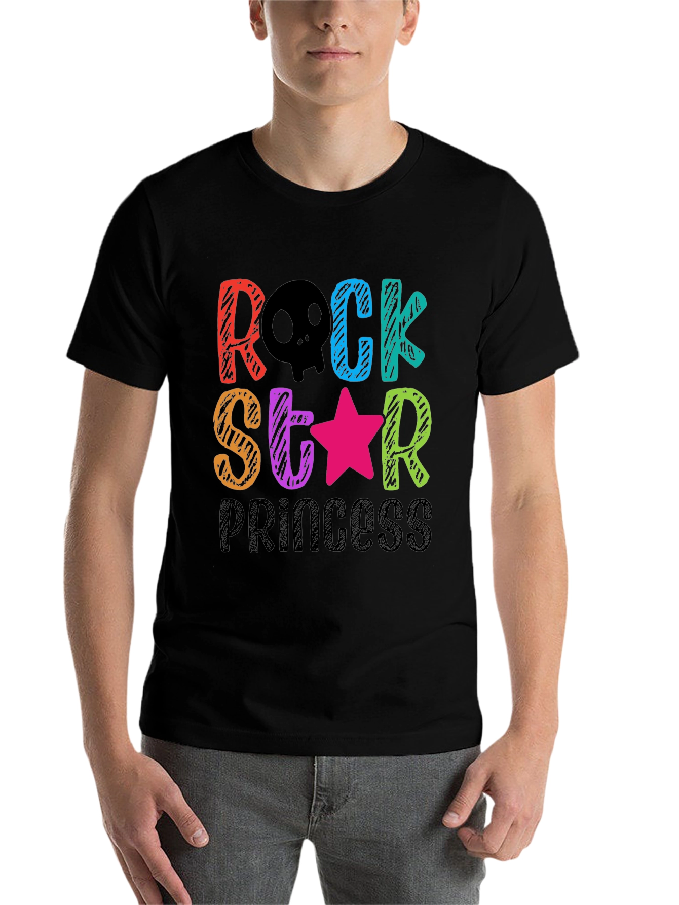 Black Rock Star Princess T-Shirt - Fun Colorful Design view 7