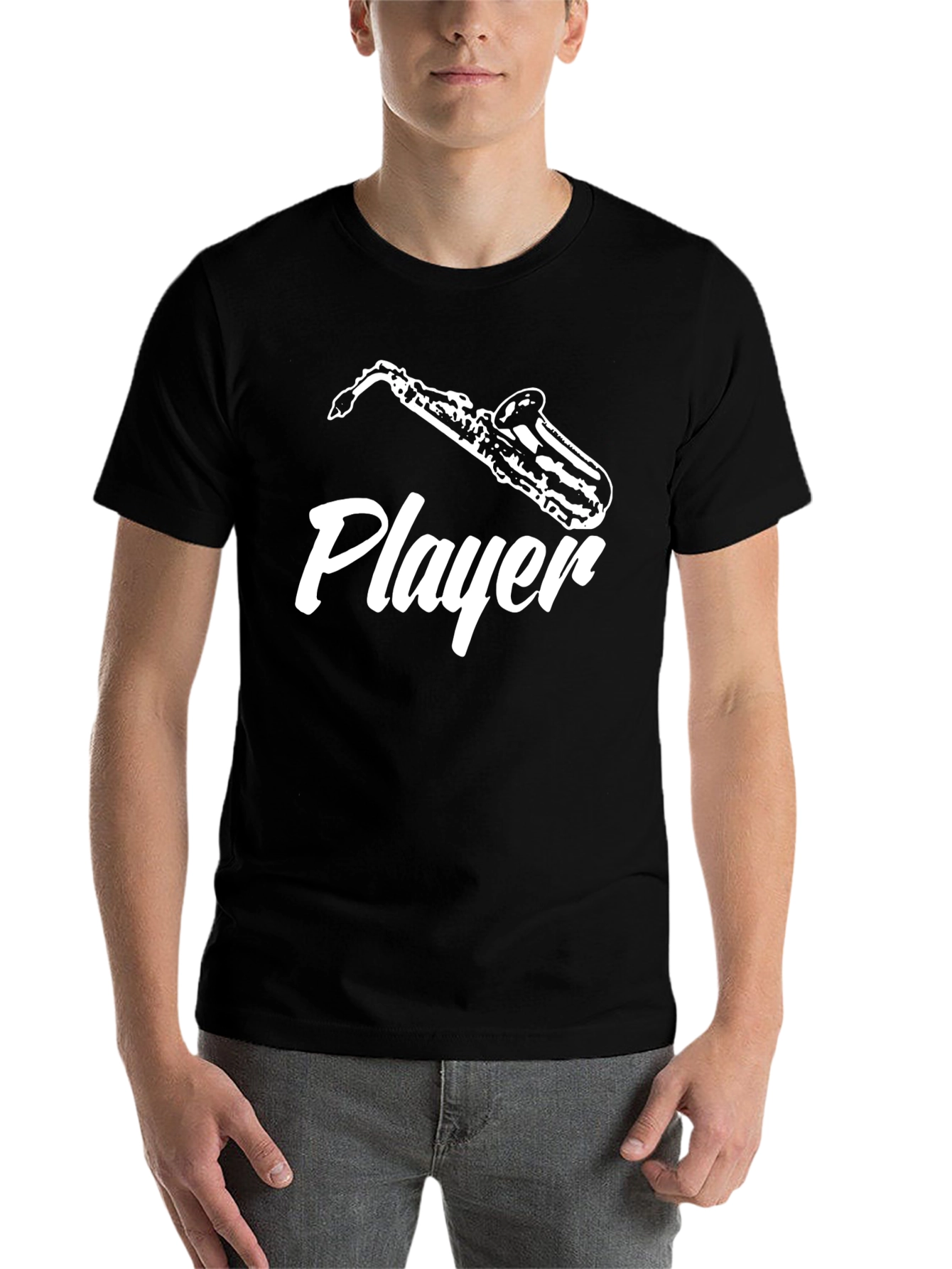Black Saxophone Player Graphic Tee - Music Lover's T-Shirt view 7