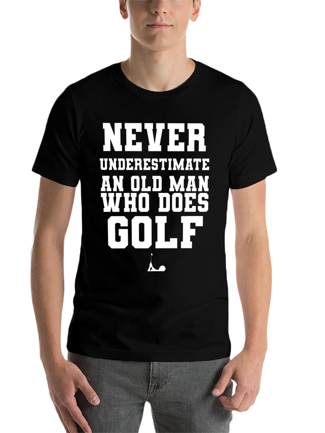 Black Never Underestimate Old Man Who Does Golf Black T-Shirt view 7