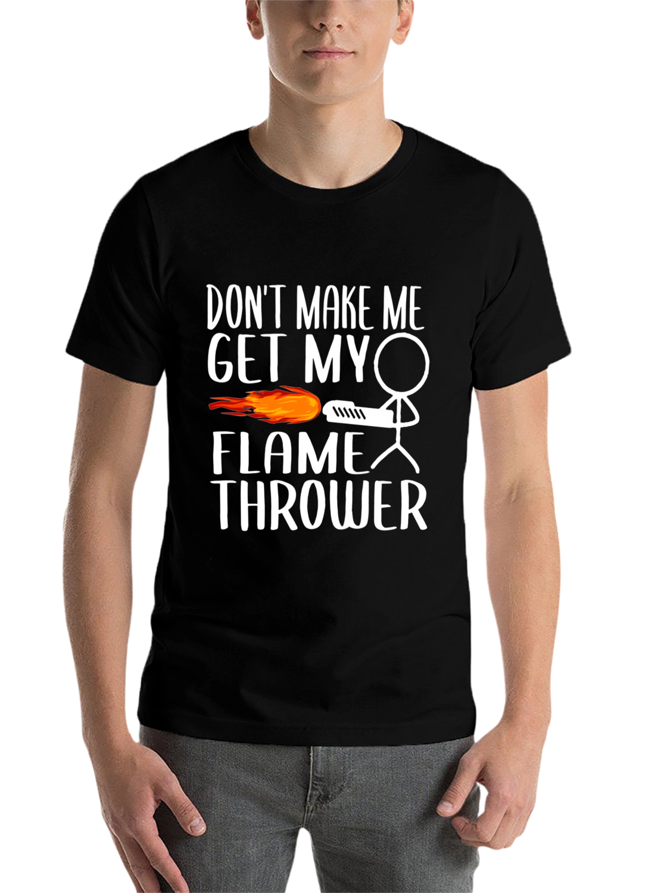 Black Don't Make Me Get My Flamethrower Graphic T-Shirt view 7
