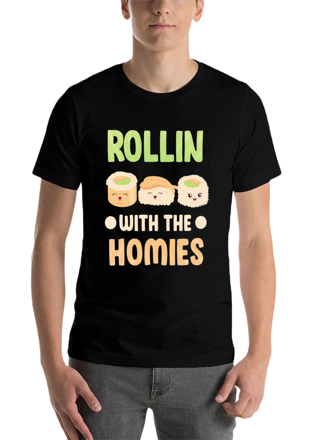 Black Sushi Rollin' with the Homies Graphic Tee view 7
