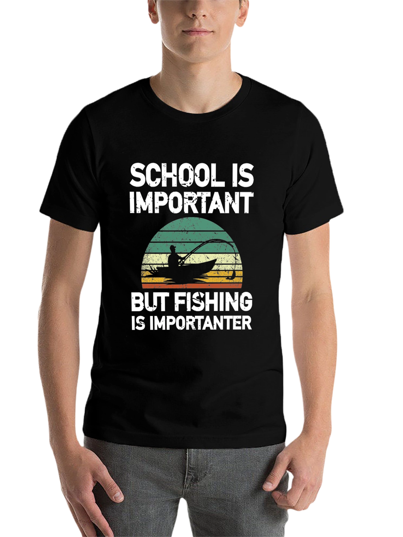 Black School is Important, Fishing is Importanter T-Shirt view 7