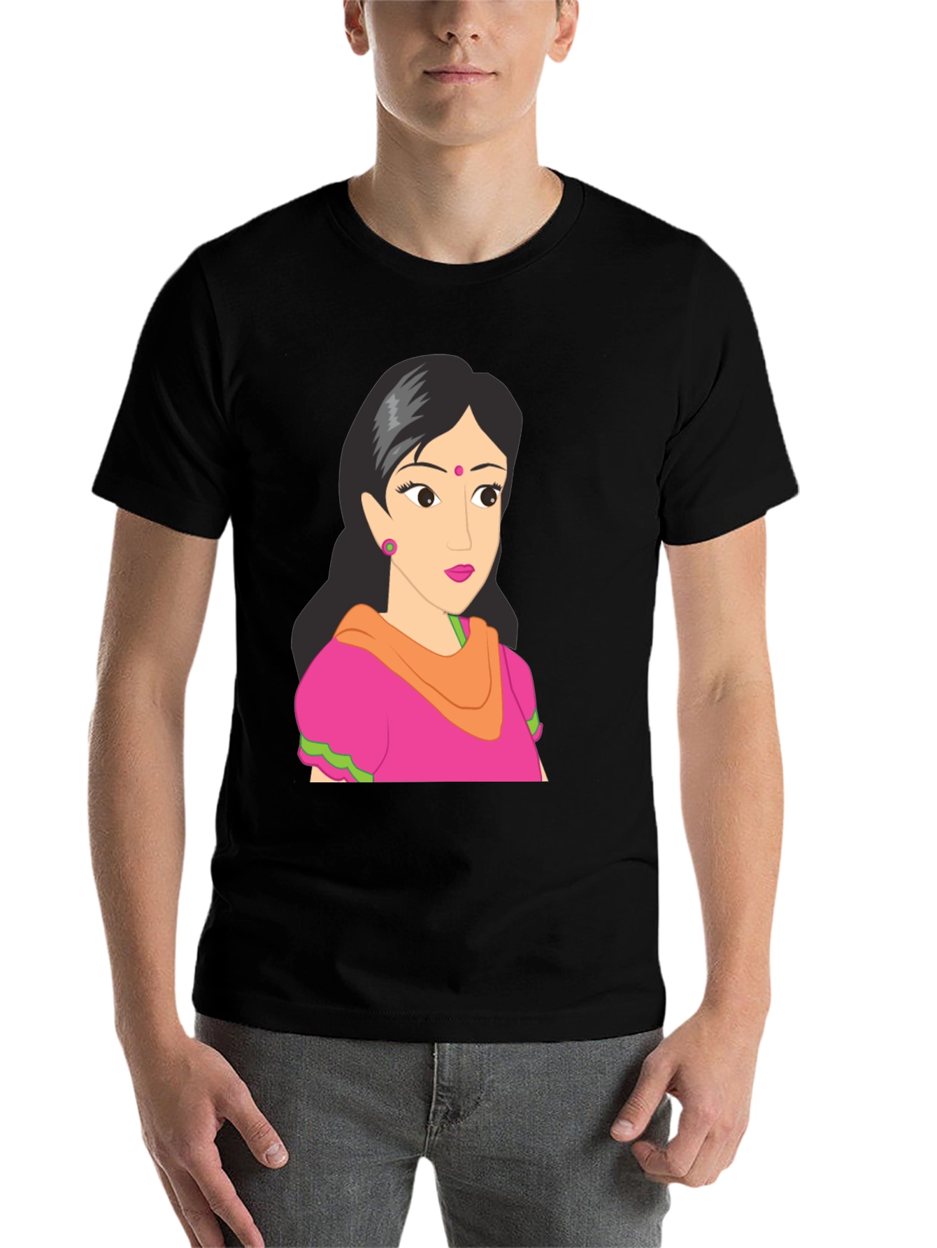 Black Cartoon Graphic T-Shirt - Black view 7