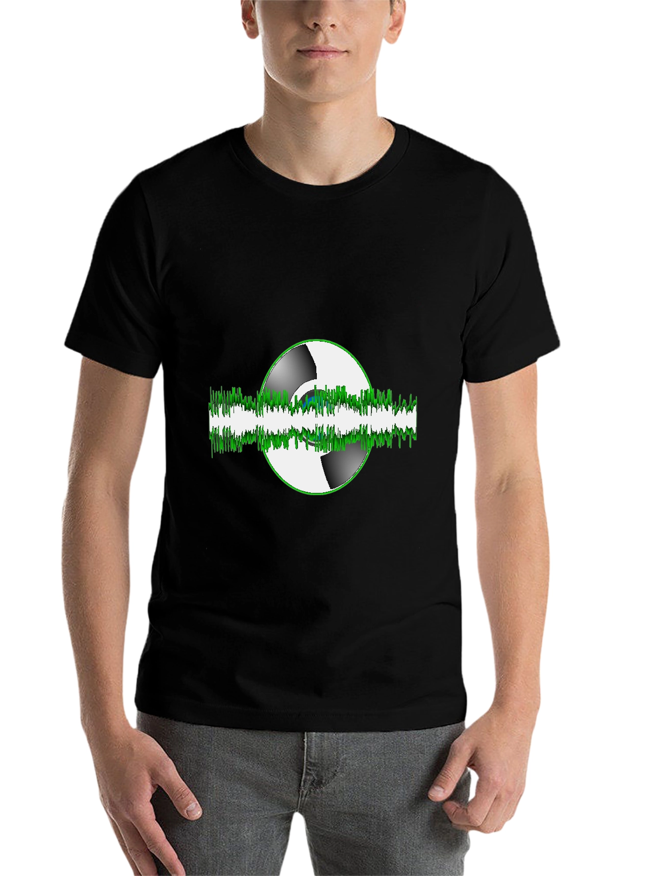 Black Vinyl Wave Graphic Tee - Music Lover's T-Shirt view 7