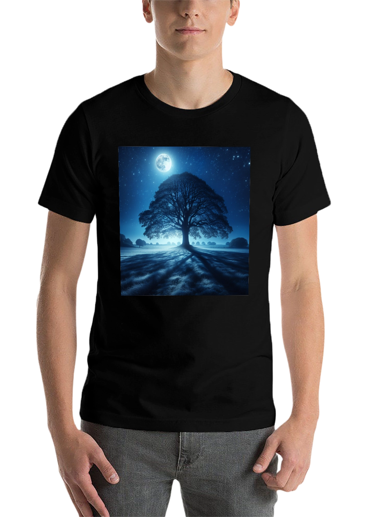 Black Moonlit Tree Graphic Tee view 7