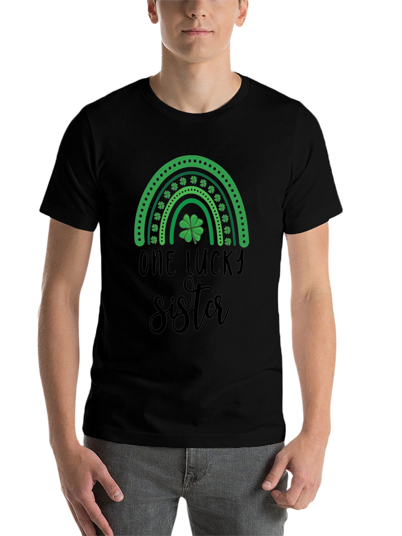 Black One Lucky Sister T-Shirt - St. Patrick's Day Tee view 7