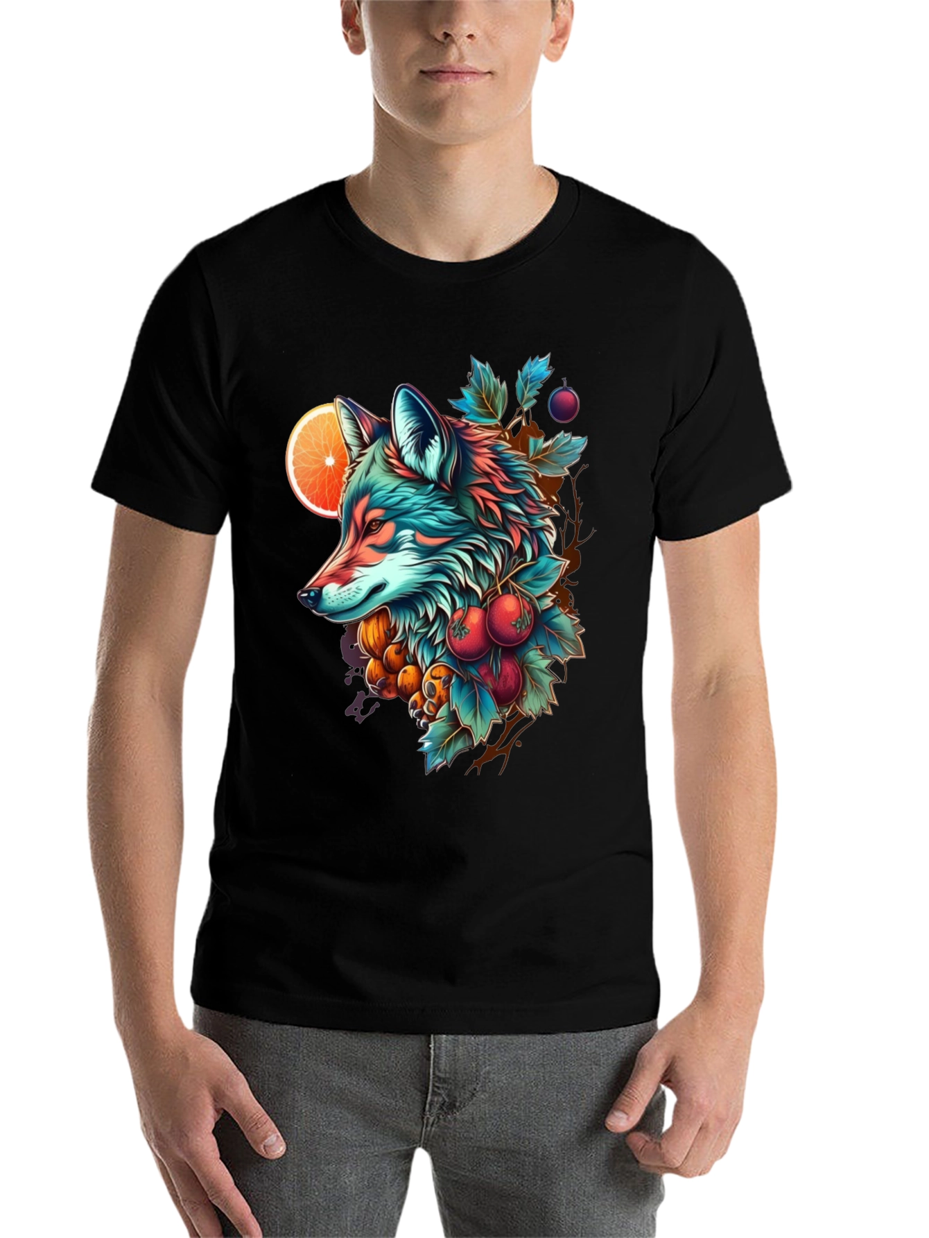 Black Vibrant Fox Graphic Tee - Unique Art Design view 7