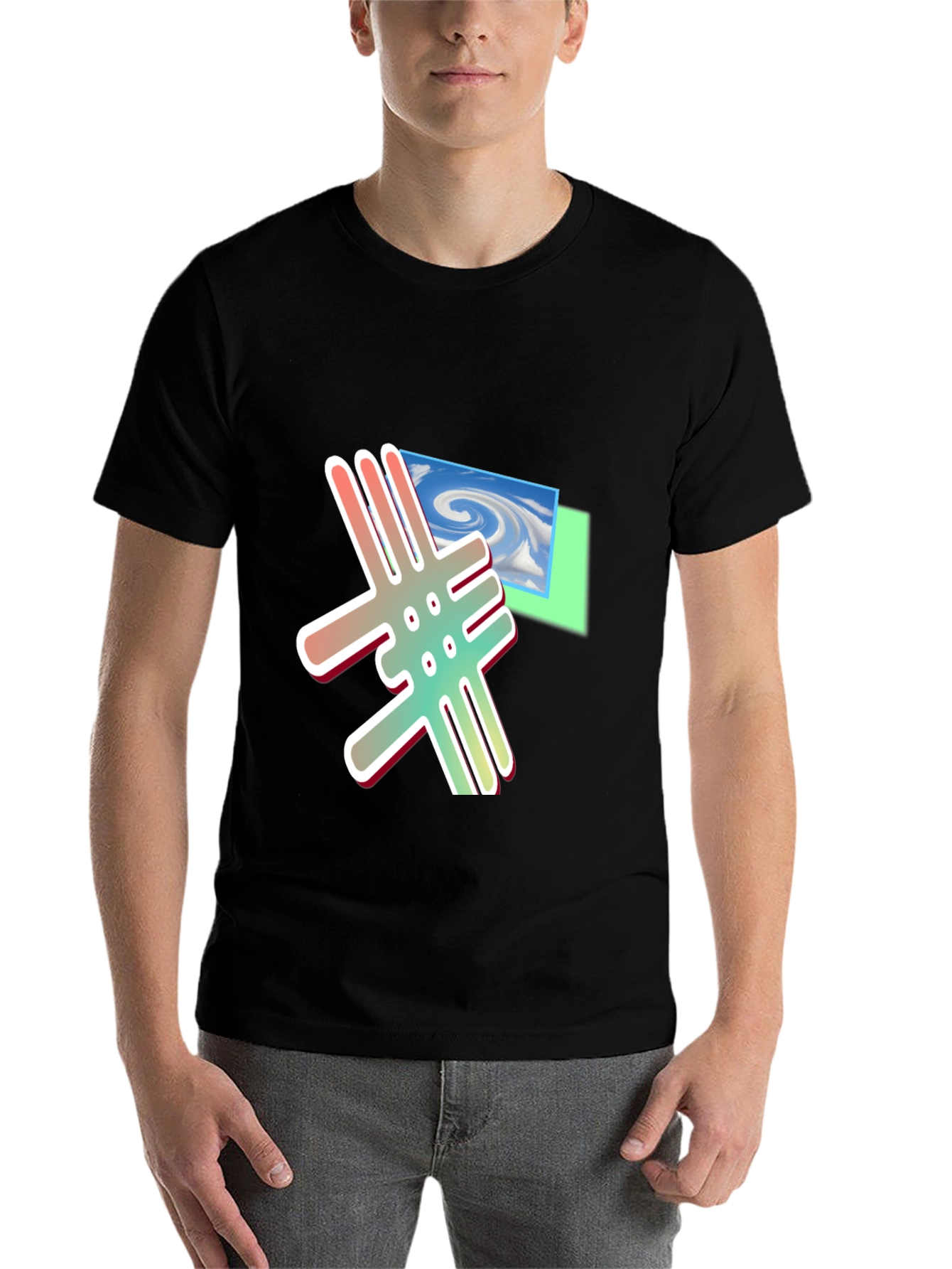 Black Abstract Graphic Print Black T-Shirt view 7