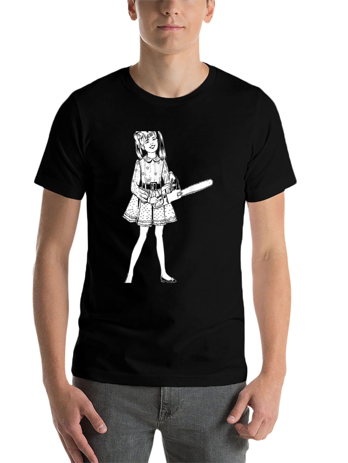Black Chainsaw Girl Graphic Tee - Edgy Humor view 7