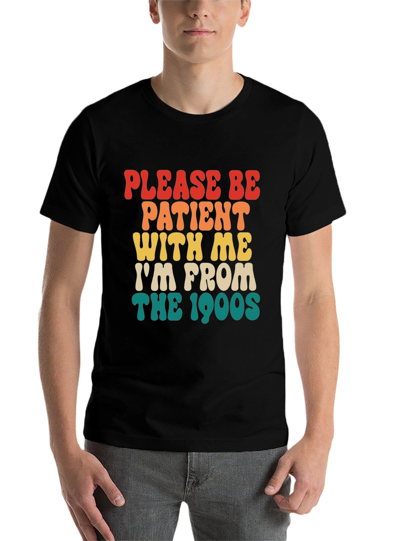 Black Retro '90s Please Be Patient T-Shirt view 7