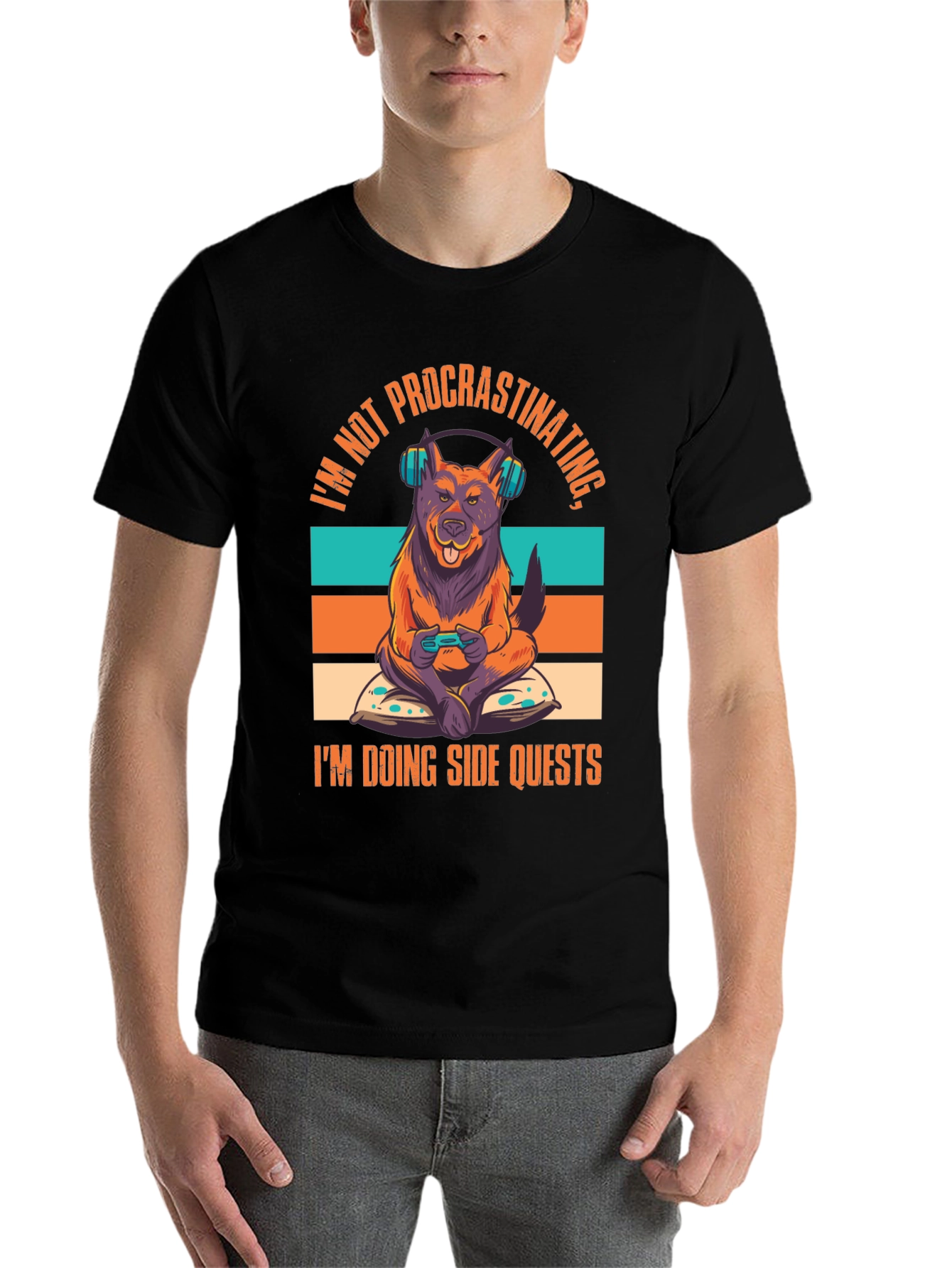 Black Dog Gamer T-Shirt - Not Procrastinating, Side Quests view 7
